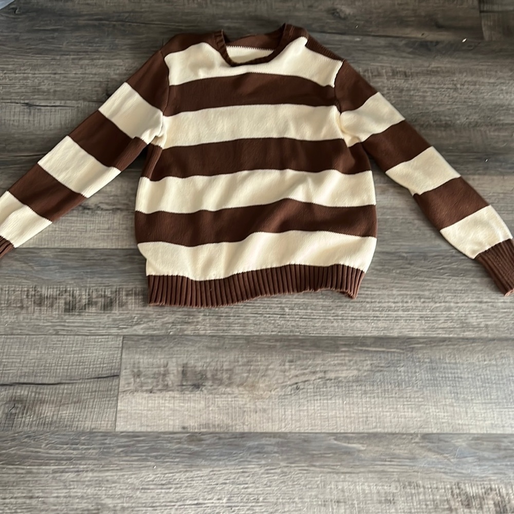 Pacsun brown and white stripped sweater